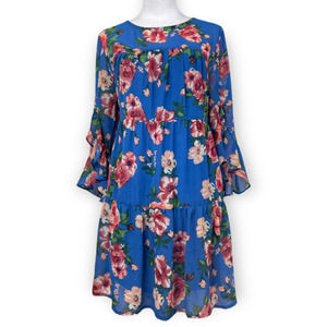 Umgee Floral Babydoll Dress Bell Sleeves Size Medium‎